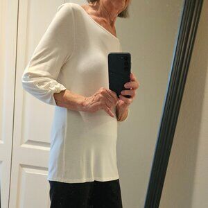 Ann Taylor Twist 3/4 Sleeve Top Ivory Size Small